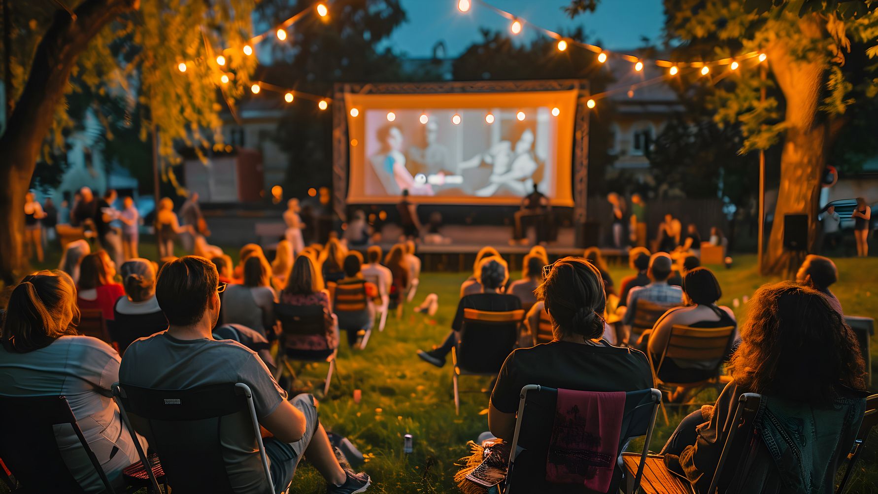 Outdoor movie under the open sky in Kyrkparken